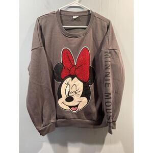 Womens Disney Sweatshirt Size XXL Gray Minnie Mouse Graphic